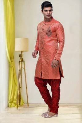 Indian Poshakh Maroon Broket Kurta Pajama 3