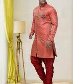 Indian Poshakh Maroon Broket Kurta Pajama