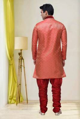 Indian Poshakh Maroon Broket Kurta Pajama 4