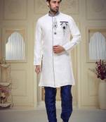 Off White Broket Kurta Pajama