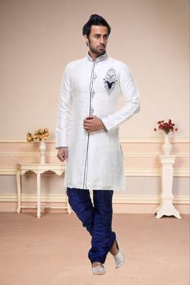 Indian Poshakh Off White Broket Kurta Pajama 2