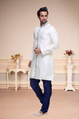Indian Poshakh Off White Broket Kurta Pajama 3