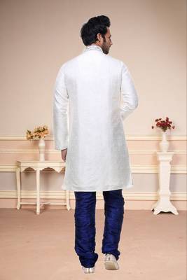 Indian Poshakh Off White Broket Kurta Pajama 1