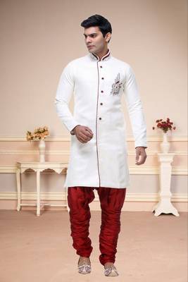 Indian Poshakh Off White Broket Kurta Pajama 2