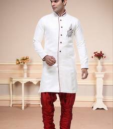 Indian Poshakh Off White Broket Kurta Pajama