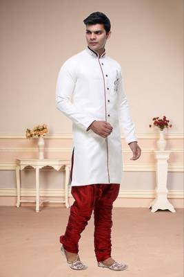 Indian Poshakh Off White Broket Kurta Pajama 3