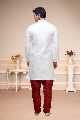 Indian Poshakh Off White Broket Kurta Pajama 1