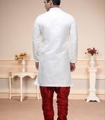 Indian Poshakh Off White Broket Kurta Pajama