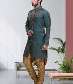 Indian Poshakh Rama Green Broket Kurta Pajama