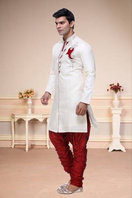 Indian Poshakh Cream Broket Kurta Pajama 3