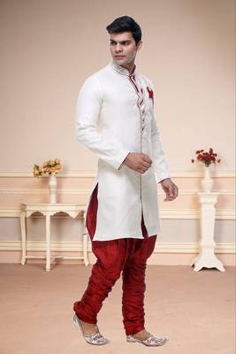 Indian Poshakh Cream Broket Kurta Pajama 4