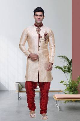 Gold Broket Kurta Pajama 2
