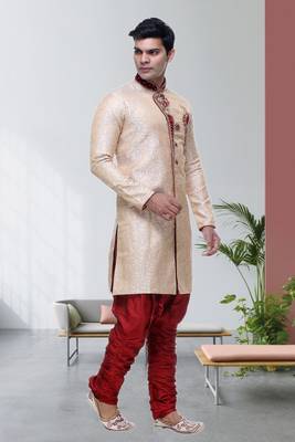 Gold Broket Kurta Pajama 1