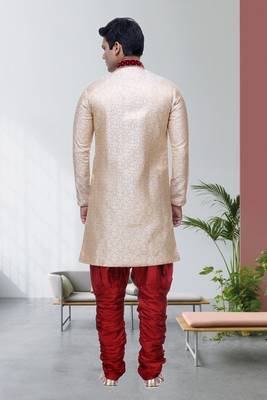 Gold Broket Kurta Pajama 3