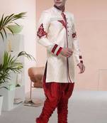 Indian Poshakh Gold Broket Kurta Pajama