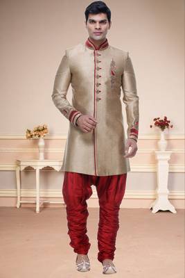 Indian Poshakh Gold Broket Kurta Pajama 1
