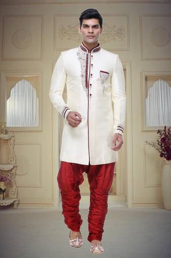 Indian Poshakh Gold Broket Kurta Pajama