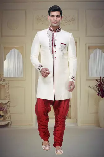 Indian Poshakh Gold Broket Kurta Pajama