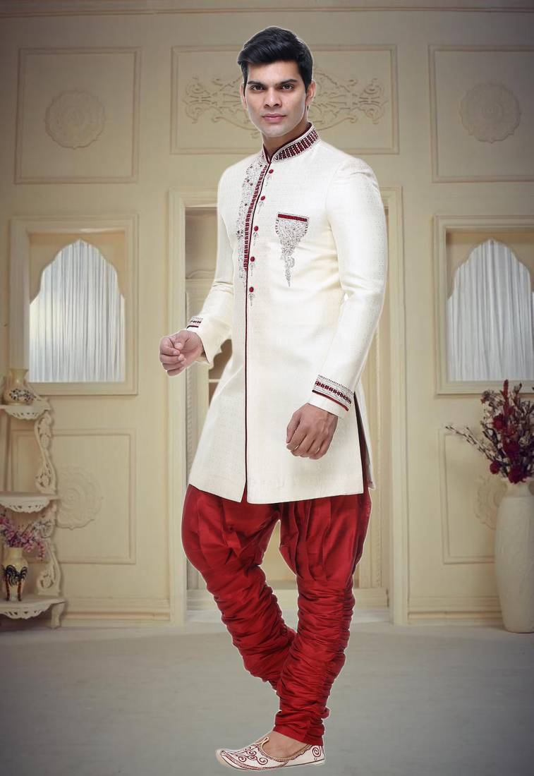 Indian Poshakh Gold Broket Kurta Pajama