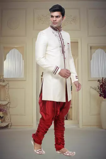 Indian Poshakh Gold Broket Kurta Pajama