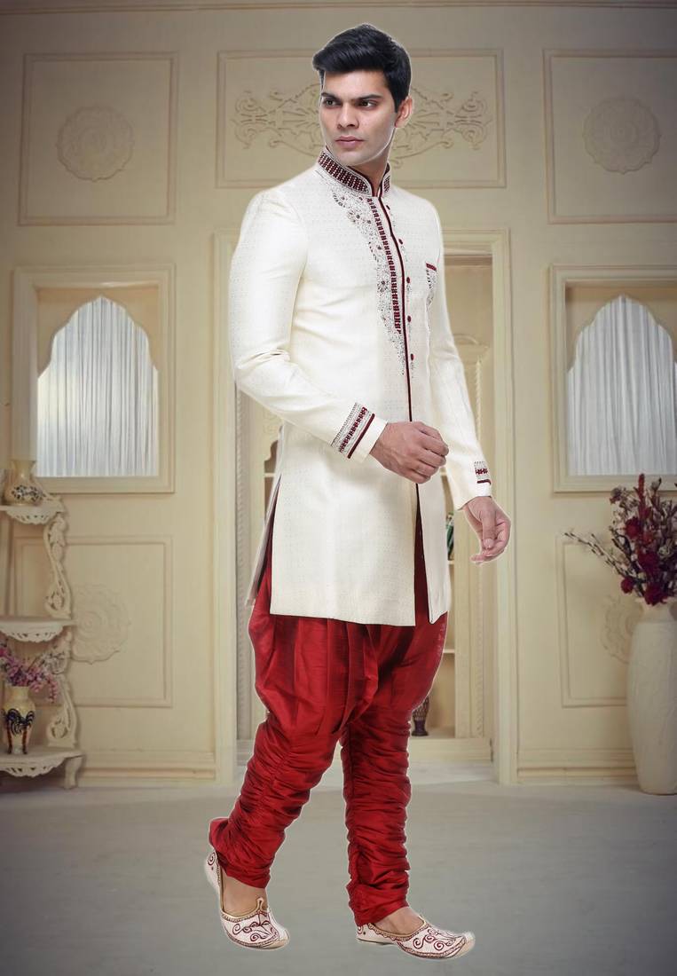 Indian Poshakh Gold Broket Kurta Pajama