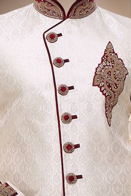 Indian Poshakh Cream Broket Kurta Pajama 3