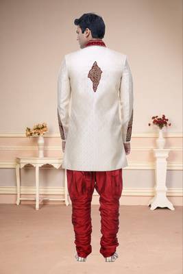 Indian Poshakh Cream Broket Kurta Pajama 4