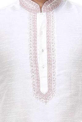 Off White Art Silk Kurta Pajama 4