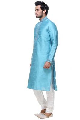 Indian Poshakh Firozi Art Silk Kurta Pajama 4