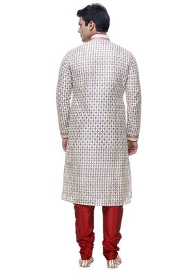 Indian Poshakh Cream Art Silk Kurta Pajama 2