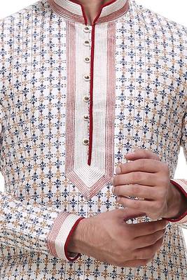 Indian Poshakh Cream Art Silk Kurta Pajama 4