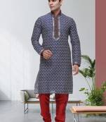 Indian poshakh blue art silk kurta pajama