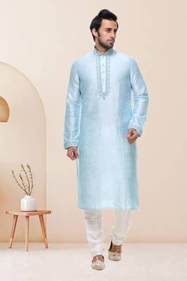 Sky Blue Art Silk Kurta Pajama 1