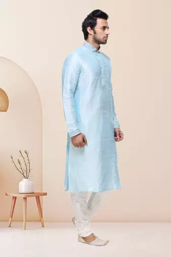 Sky Blue Art Silk Kurta Pajama