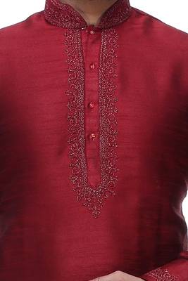 Maroon Art Silk Kurta Pajama 4