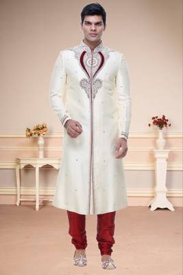 Indian Poshakh Cream Broket Kurta Pajama 1