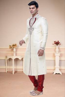 Indian Poshakh Cream Broket Kurta Pajama 3