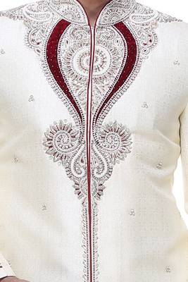 Indian Poshakh Cream Broket Kurta Pajama 4