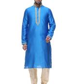 Indian Poshakh Blue Art Silk Kurta Pajama