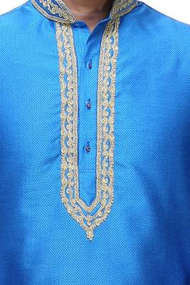 Indian Poshakh Blue Art Silk Kurta Pajama 3