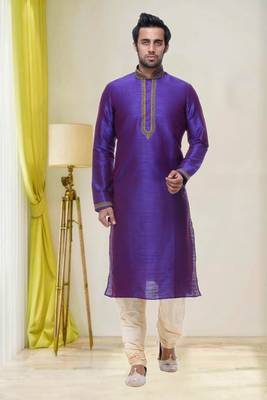Purple Art Silk Kurta Pajama 1