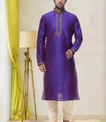 Purple Art Silk Kurta Pajama