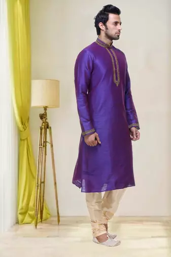 Purple Art Silk Kurta Pajama