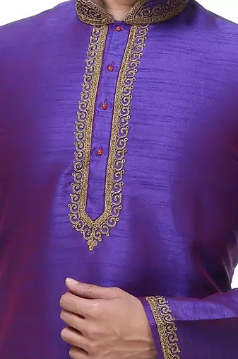 Purple Art Silk Kurta Pajama