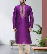 Purple Art Silk Kurta Pajama