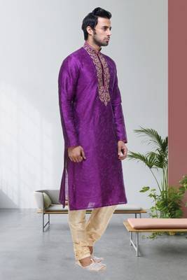 Purple Art Silk Kurta Pajama 2
