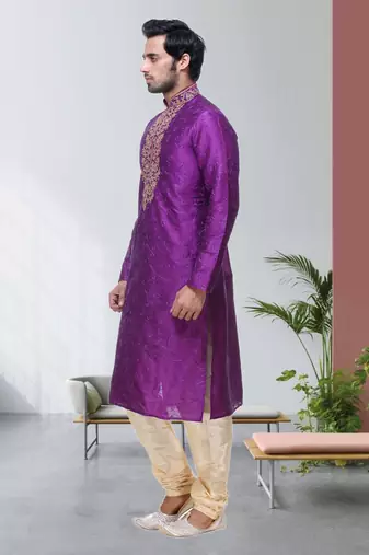 Purple Art Silk Kurta Pajama