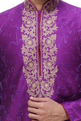 Purple Art Silk Kurta Pajama 4