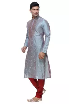 Firozi Art Silk Kurta Pajama