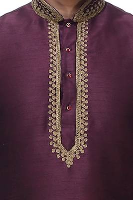 Wine Maroon Art Silk Kurta Pajama 2